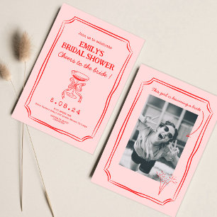 Pink Red Bachelorette Bridal Shower  Invitation
