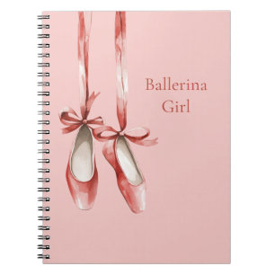Pink Red Ballet Shoes Ballerina Notebook
