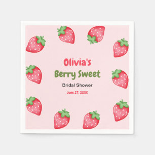 Pink & Red Berry Sweet Strawberry Bridal Shower  Napkin