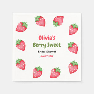 Pink & Red Berry Sweet Strawberry Bridal Shower  Napkin