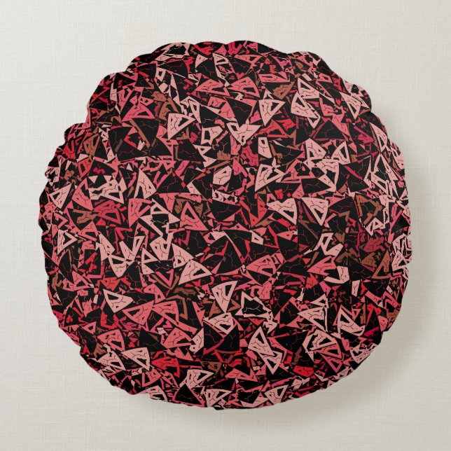 Pink Red Black Triangle Seamless Pattern  Round Cushion (Front)