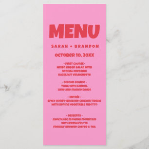 Pink Red Bold Retro Wedding Menu