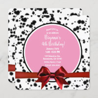 Pink Red Bow Black Dalmatian Spots Birthday Party