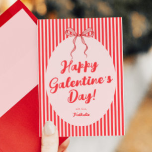 Pink Red Bow Galentine's Valentine's Day Card
