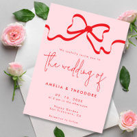 Pink Red Bow Modern Wedding