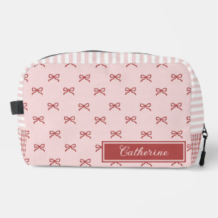 Pink & Red Bow Pattern Gingham Coquette Cosmetic Dopp Kit