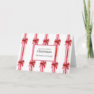 Pink Red Bows Christmas Holiday Card