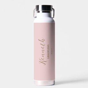 Pink Red Bronze Modern Monogram Bachelor  Water Bottle