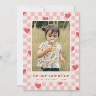 Pink Red Chequerboard Hearts Valentine's Day Card
