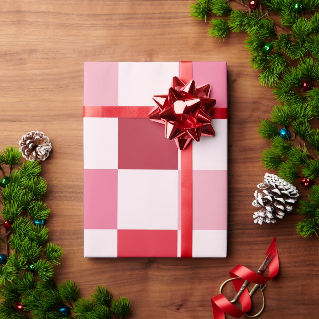 Pink & Red Chequerboard Wrapping Paper (Holiday Gift)