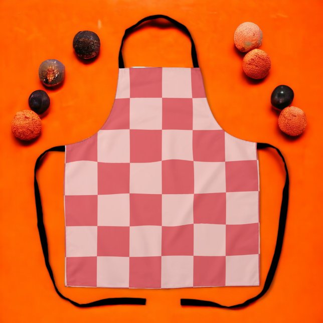 Pink Red Chequered Gingham Pattern Apron (Zazzle Pink Red Checkered Gingham Pattern Apron)