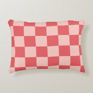 Pink Red Chequered Gingham Pattern Decorative Cushion