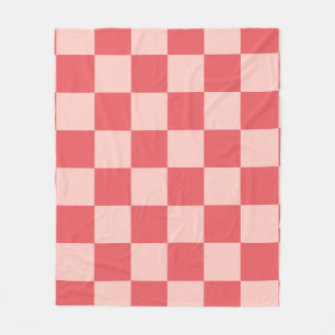 Pink Red Chequered Gingham Pattern Fleece Blanket