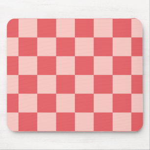 Pink Red Chequered Gingham Pattern Mouse Mat