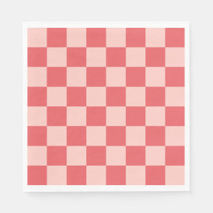 Pink Red Chequered Gingham Pattern Napkin