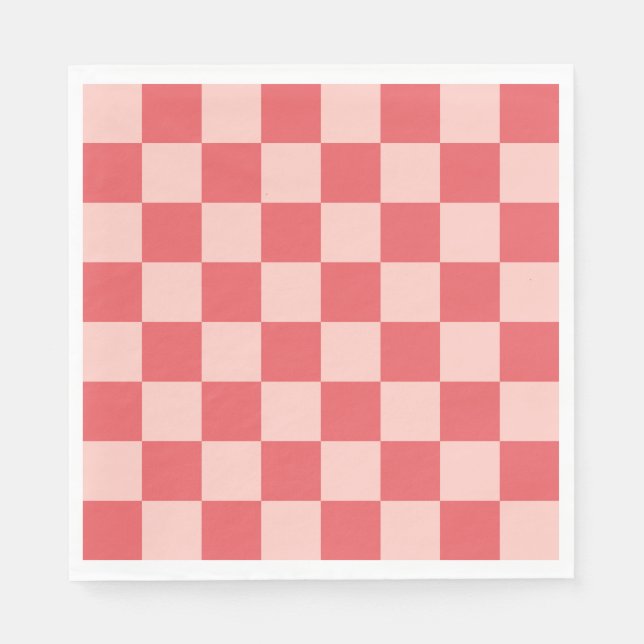 Pink Red Chequered Gingham Pattern Napkin (Front)
