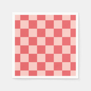 Pink Red Chequered Gingham Pattern Napkin