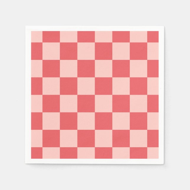 Pink Red Chequered Gingham Pattern Napkin (Front)