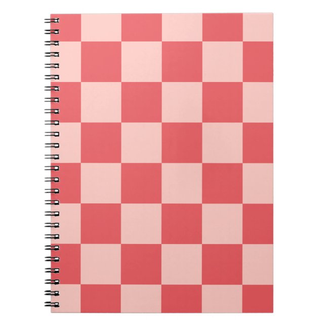 Pink Red Chequered Gingham Pattern Notebook (Front)