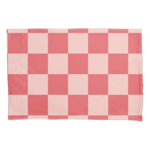 Pink Red Chequered Gingham Pattern Pillowcase