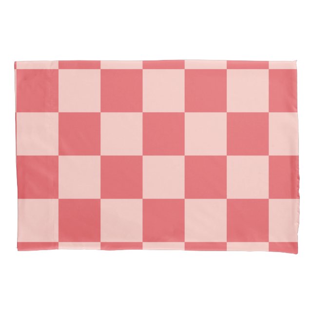 Pink Red Chequered Gingham Pattern Pillowcase (Front)