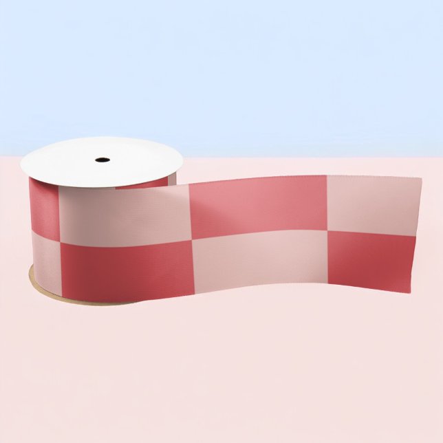 Pink Red Chequered Gingham Pattern Satin Ribbon (Creator Uploaded)