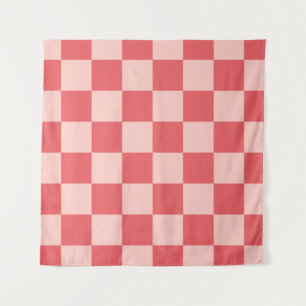 Pink Red Chequered Gingham Pattern Tapestry