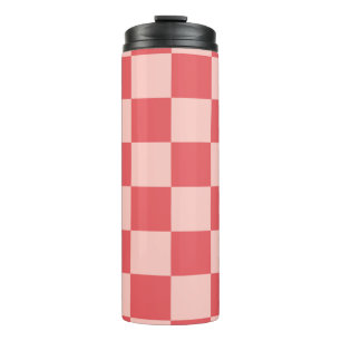 Pink Red Chequered Gingham Pattern Thermal Tumbler