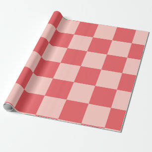 Pink Red Chequered Gingham Pattern Wrapping Paper