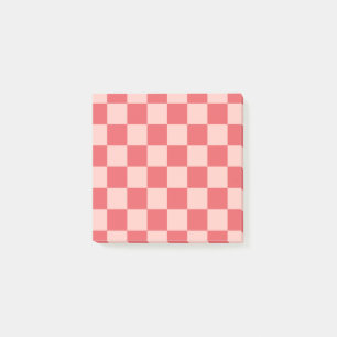 Pink Red Chequered Minimalist Retro Feminine Post-it Notes
