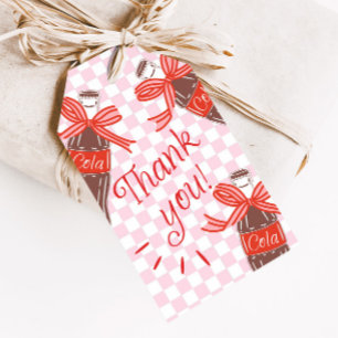 Pink & Red Chequered Retro Girls Baby Shower Favou Gift Tags
