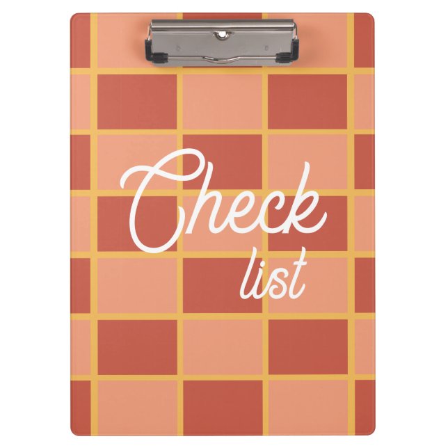 Pink Red Chequered Square Pattern Clipboard (Front)