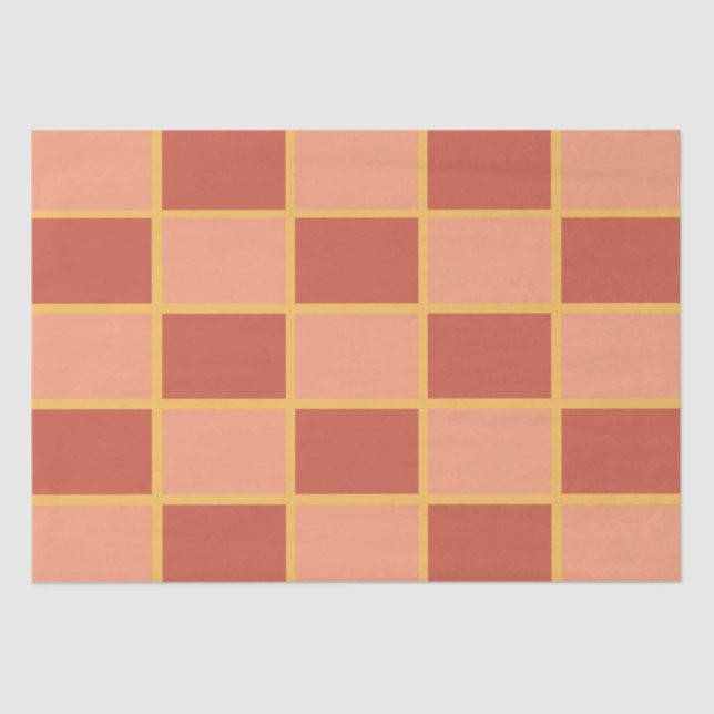Pink Red Chequered Square Pattern Tissue Paper (Front)