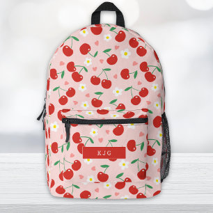 Pink & Red Cherry Daisy pattern Backpack