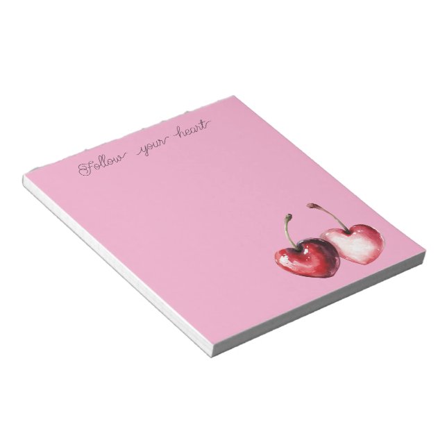 Pink Red Cherry Hearts Notepad (Angled)