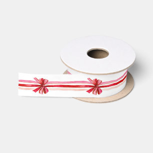 Pink Red Christmas Holiday Bows Satin Ribbon