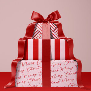Pink Red Classic Stripes Wrapping Paper Sheet