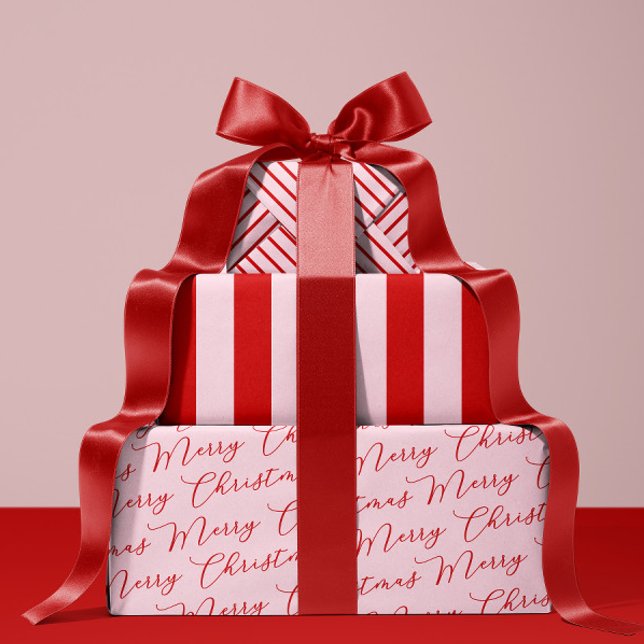 Pink Red Classic Stripes Wrapping Paper Sheet (Creator Uploaded)