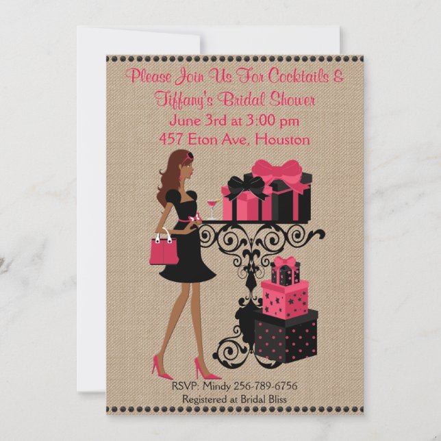 Pink Red Cocktail Keep Calm Bridal Shower Invite (Front)