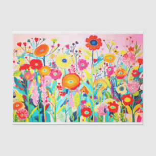 Pink Red Colours Flower Abstract Painting Decoupag Tissue Paper