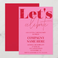 Pink Red Company Christmas Party Let's celebrate