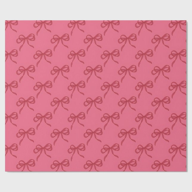 Pink red coquette bows minimal and cute  wrapping paper (Flat)