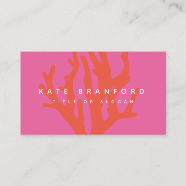 Pink Red Coral Nautical Business Card (Front)