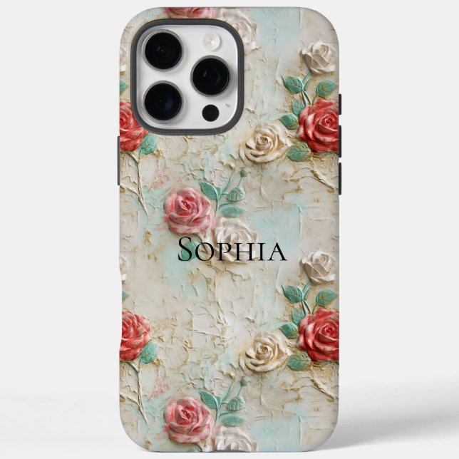 Pink Red Cream Roses Floral Case-Mate iPhone Case (Back)