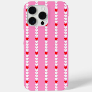Pink Red Cute Simple Heart Stripe Y2K Pattern iPhone 15 Pro Max Case