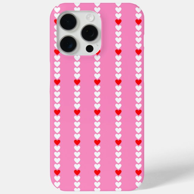 Pink Red Cute Simple Heart Stripe Y2K Pattern  Case-Mate iPhone Case (Back)