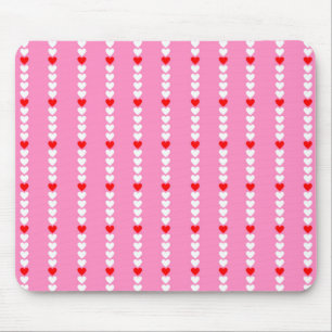 Pink Red Cute Simple Heart Stripe Y2K Pattern  Mouse Mat