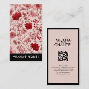 Pink Red Daisy Modern Trendy Flower Florist Business Card