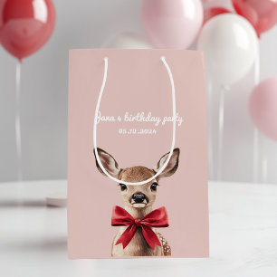 Pink & Red Deer Gift Bag   Woodland Birthday Party