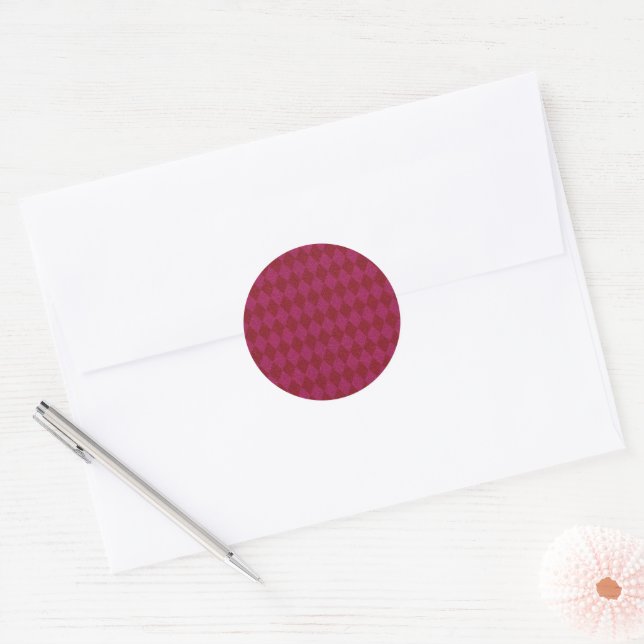 Pink & Red Diamond Glitter Classic Round Sticker (Envelope)